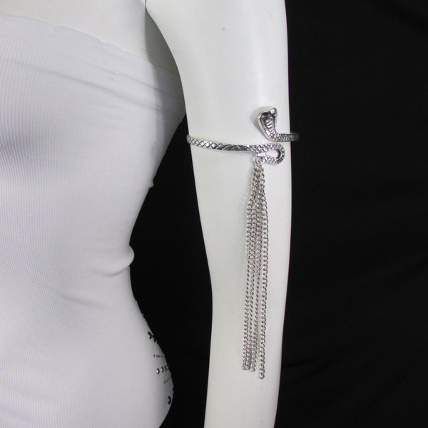 Silver / Gold Metal Arm Cuff Bracelet Cobra Snake Multi Chains New Women Fashion - alwaystyle4you - 13