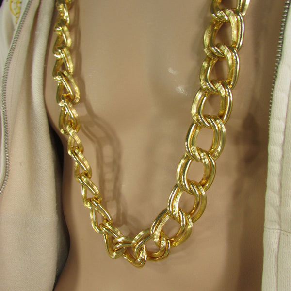 Chunky Gold Heavy Metal Double Chain Links Long Necklace Hip Hop New Men Fashion - alwaystyle4you - 3