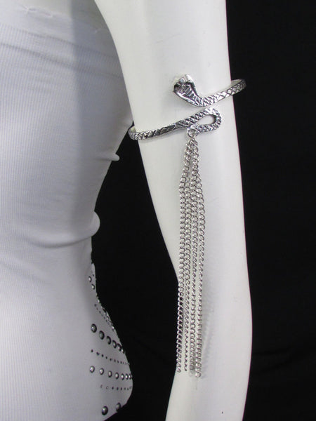 Silver / Gold Metal Arm Cuff Bracelet Cobra Snake Multi Chains New Women Fashion - alwaystyle4you - 14