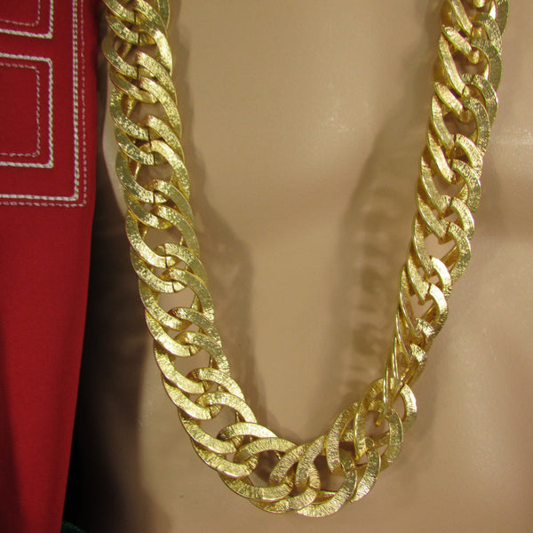 Gold Metal Chain Links Extra Long Necklace New Men Chunky Gangster Hip Hop Biker Fashion - alwaystyle4you - 2