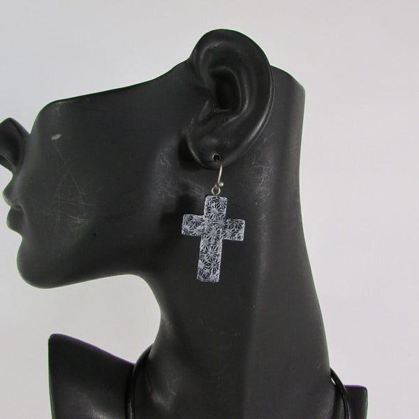 Faith Large 3D Metallic Black Cross Pendant Necklace + Earring Set New Women Fashion - alwaystyle4you - 5