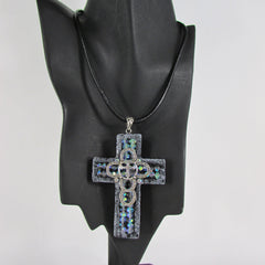 Faith Large 3D Metallic Black Cross Pendant Necklace + Earring Set New Women Fashion - alwaystyle4you - 4