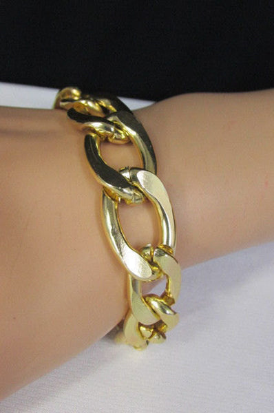 Gold Metal Chain Links Bracelet Classic Thick Chunky New Women Fashion Jewelry Accessories - alwaystyle4you - 5