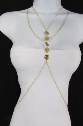 New Women Gold Body Chain Classic Circles Long Necklace Sexy Fashion Jewelry - alwaystyle4you - 1