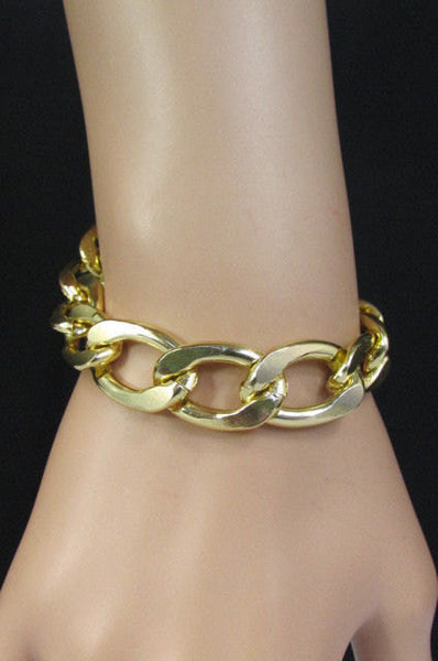 Gold Metal Chain Links Bracelet Classic Thick Chunky New Women Fashion Jewelry Accessories - alwaystyle4you - 1