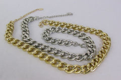Gold / Silver Chunky Metal Thick Chain Links Hip Hop Necklace +Earring Set New Women Fashion - alwaystyle4you - 4