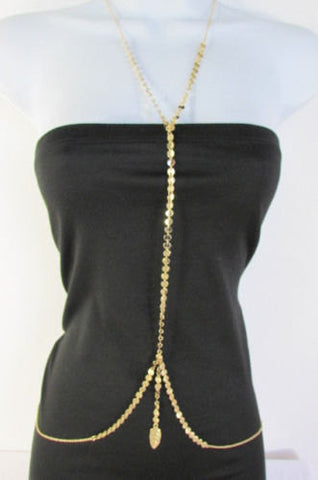 New Women Classic Thin Gold Metal Body Chain Leaf Fashion Jewwlry Long Necklace - alwaystyle4you - 3
