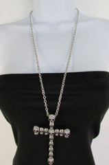 New Women Fashion Necklace Metal Mini Skulls Big Cross Silver / Gold Rhinestones - alwaystyle4you - 2