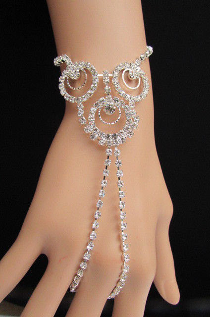 Women Silver Bracelet Hand Chain Mayan Alian UFO Rhinesones Fashion Jewelry Slave Chain - alwaystyle4you - 1