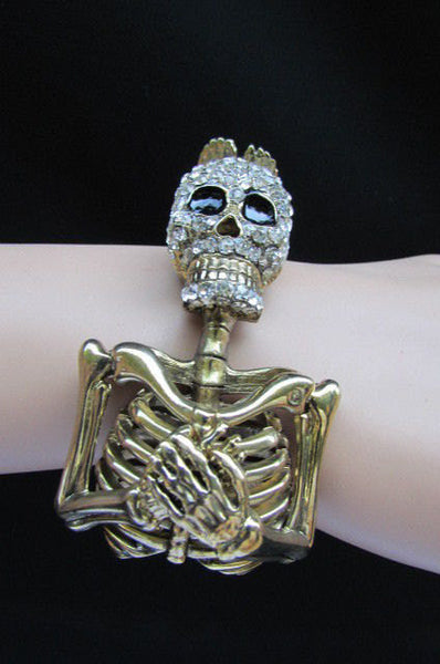 Gold Skeleton Cuff Bracelet Body Bones Halloween Style Fashion Jewelry New Women Accessories