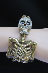 Gold Skeleton Cuff Bracelet Body Bones Halloween Style Fashion Jewelry Women Accessories - alwaystyle4you - 1