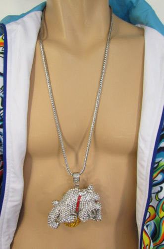 Gold / Silver Metal Chains Long Necklace Large Bulldog Ball Men Style Fashion - alwaystyle4you - 1