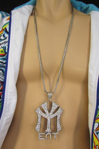 Gold Silver Metal Chains Long Fashion Necklace Large MY ENT Pendant Men Biker Fashion - alwaystyle4you - 1
