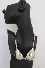 New Women Mini Metal Bra Pendant 13" Long Chains Fashion Necklace Gold / Silver - alwaystyle4you - 2