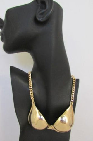 New Women Mini Metal Bra Pendant 13" Long Chains Fashion Necklace Gold / Silver - alwaystyle4you - 1