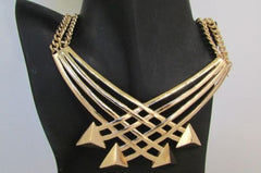 Gold Silver New Women 14" Strands Metal Chains Fashion Necklace Arrows + Earring Set - alwaystyle4you - 4