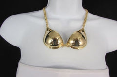 New Women Mini Metal Bra Pendant 13" Long Chains Fashion Necklace Gold / Silver - alwaystyle4you - 4