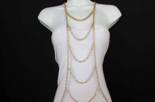 New Women Gold / Silver Body Chain Full Frontal Long Necklace Sexy Fashion Trendy Jewelry - alwaystyle4you - 1