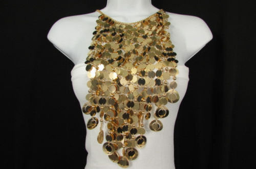 Multi Circles Strands Chains Gold Metal Ball  20" Long Women Fashion Necklace + Earrings Set - alwaystyle4you - 1
