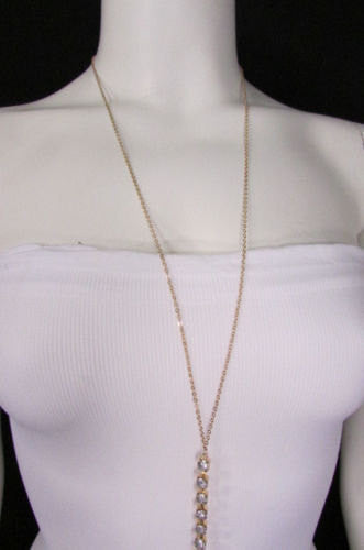 New Women Gold Multi Rhinestones Metal Body Chain Long Necklace Fashion Jewelry - alwaystyle4you - 2