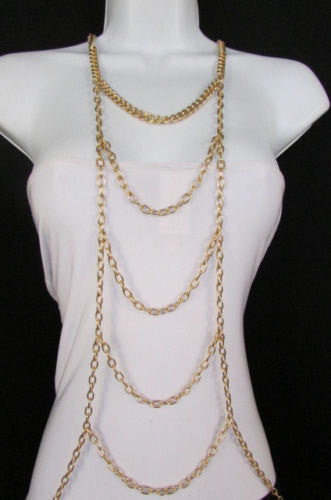 New Women Gold / Silver Body Chain Full Frontal Long Necklace Sexy Fashion Trendy Jewelry - alwaystyle4you - 4
