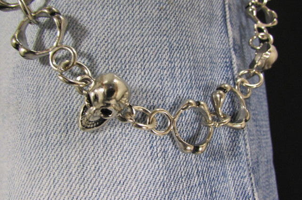 Silver Metal 25" Long Wallet Key Chain Links Skeleton Skulls Rings Rocker Punker Punk Rock New Men Fashion - alwaystyle4you - 5