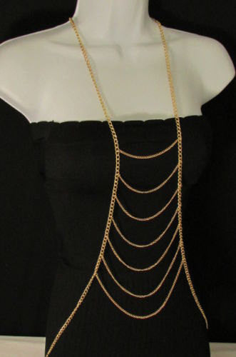 New Trendy Women Gold Silver Metal Waves Body Chain Classic Jewelry Party Fashion Long Necklace - alwaystyle4you - 4