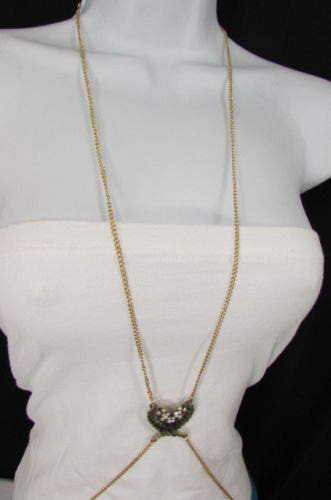 New Women Antique Gold Body Chain Long Necklace Angel Wings Fashion Jewelry Rhinestones - alwaystyle4you - 5