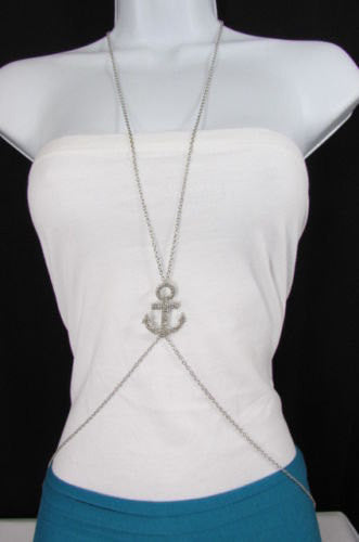 New Women Gold / Silver Metal Body Chain Jewelry Sailor Pendant Fashion Necklace Anchor - alwaystyle4you - 1