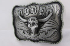 New Men Antique Silver Metal Cowboy Western 3D Belt Buckle Rodeo Bull Head Skull - alwaystyle4you - 3