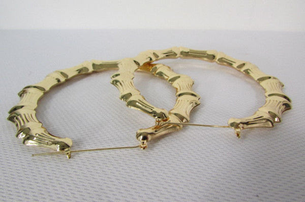 New Women Gold Metal Fashion Earrings Bamboo Large  Bones Set Lightweight - alwaystyle4you - 5