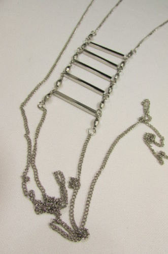 New Women Silver Metal Classic Body Chain Sexy Ladder Trendy Fashion Jewelry Long Necklace - alwaystyle4you - 3