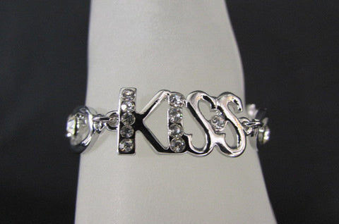 New Women Silver Metal Boot Chains Bracelet Fashion Anklet Foot KISS Pendant Charm Chunky Rhinestones Beach Wedding Jewelry - alwaystyle4you - 2