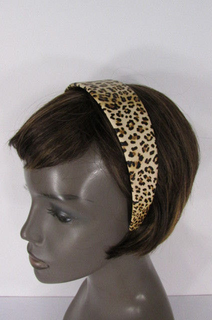 Brand Women Animal Print Leopard Chic Head Band Trendy Fashion Jewelry Wide Beige Brown - alwaystyle4you - 1