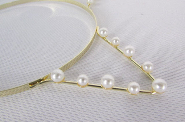 Brand New Women Gold Metal Fashion Head Band Small Animals Ears Cream Imitation Pearl Beads - alwaystyle4you - 2