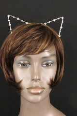 Brand Women Silver Metal Fashion Head Band Small Animal Big Rihnestones Cat Ears - alwaystyle4you - 1