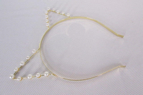 Brand New Women Gold Metal Fashion Head Band Small Animals Ears Cream Imitation Pearl Beads - alwaystyle4you - 4