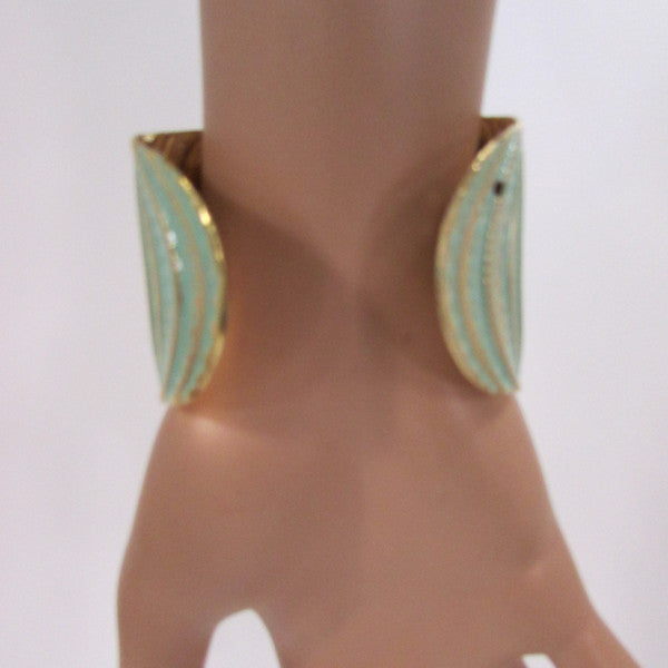 Gold With Pink / Black / Metal 2" Wide Cuff Bracelet Hand Trendy Fashion New Women Jewelry Accessories - alwaystyle4you - 19