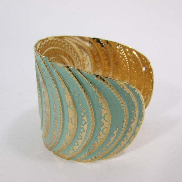 Gold With Pink / Black / Metal 2" Wide Cuff Bracelet Hand Trendy Fashion New Women Jewelry Accessories - alwaystyle4you - 18