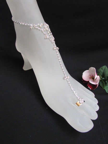 New Women Silver Metal Casual Fashion Anklet Foot Chain Body Jewelry Mini Rhinestones Wedding Beach Pool Party - alwaystyle4you - 5
