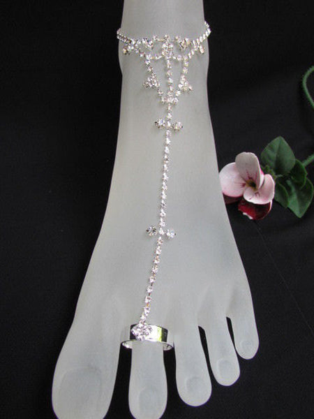 Silver Metal Casual Anklet Foot Chain Body Jewelry Mini Rhinestones New Women Accessories