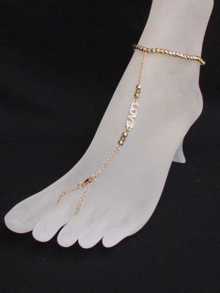 New Women Gold Metal Casual Fashion Anklet Foot Thin Chain Fashion Jewelry Silver LOVE Rhinestones Charm Pool Beach Wedding Party - alwaystyle4you - 1