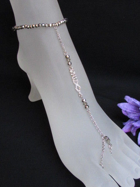 Women Silver Metal Casual Trendy Fashion Anklet Foot Thin Chain Jewelry SEXY Clear Rhinestones Charm Beach Pool Party - alwaystyle4you - 1