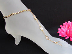 New Women Gold Metal Casual Trendy Fashion Anklet Foot Thin Chain Jewelry Small Flower Roses Clear Rhinestones Charm Beach Party Weddings - alwaystyle4you - 4