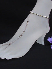 New Women Silver Metal Casual Trendy Fashion Anklet Foot Thin Chain Jewelry SEXY Clear Rhinestones Charm Beach Pool Party - alwaystyle4you - 3
