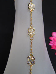 New Women Gold Metal Casual Trendy Fashion Anklet Foot Thin Chain Jewelry Small Flower Roses Clear Rhinestones Charm Beach Party Weddings - alwaystyle4you - 2