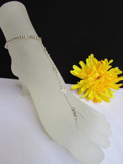 New Women Silver Metal Casual Trendy Fashion Anklet Foot Thin Chain Jewelry Small Butterfly Clear Rhinestones Charms Beach Party Anklet - alwaystyle4you - 1