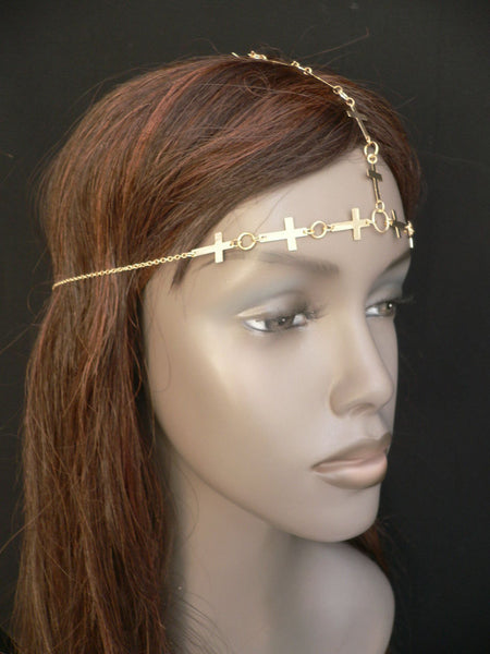Brand New Trendy Women Gold Metal Multi Crosses Head Chai Crosses Beach Fashion - alwaystyle4you - 4