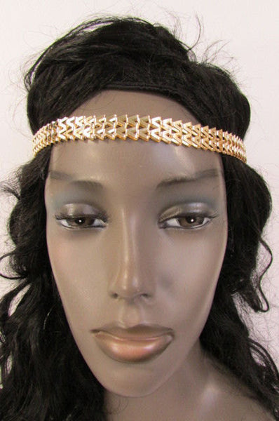 New Gold Women Fashion Metal Head Chain Forehead Black Elastic Fashion Jewelry Hair Accessories - alwaystyle4you - 1