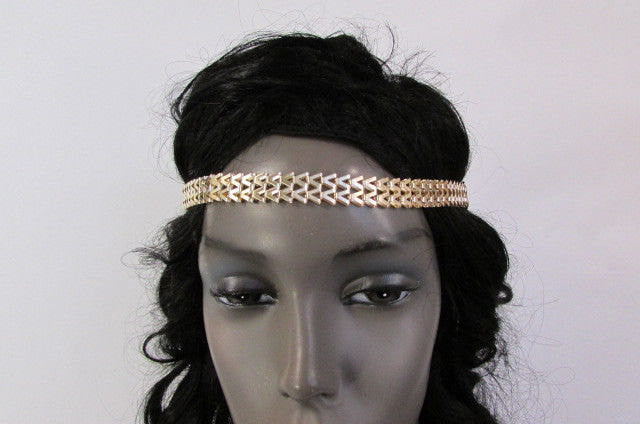 Silver Gold Metal Head Chain Links Forehead Black Elastic  display picture 2